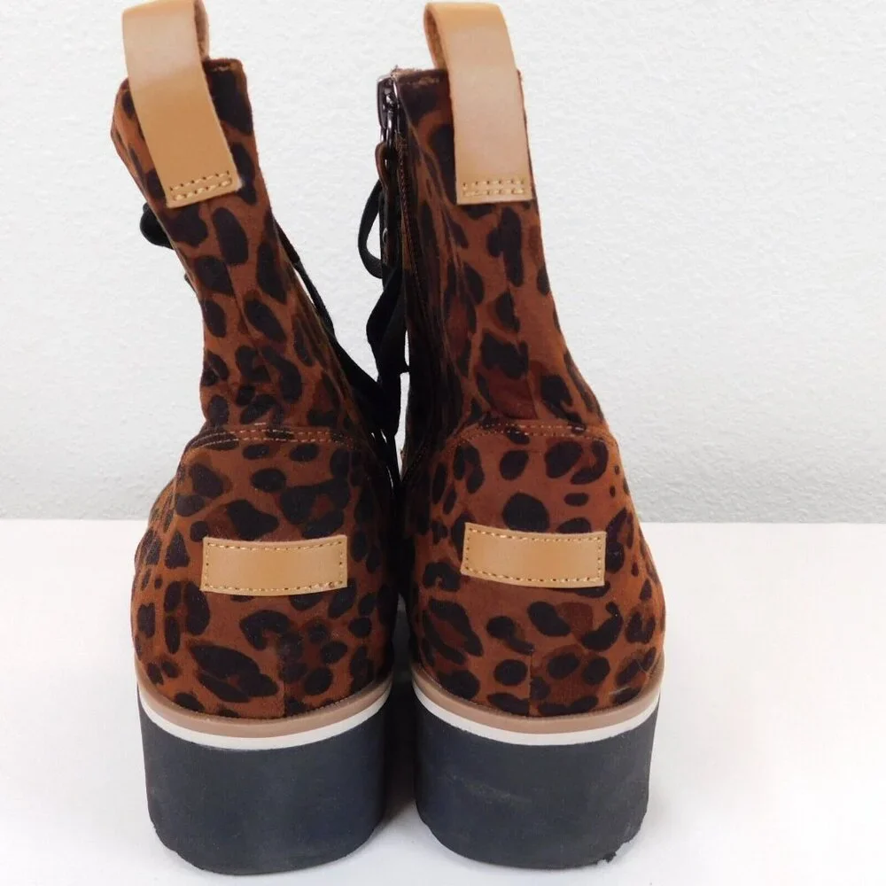 Dr Scholls Womens Leopard Print Zipper Lace Up Slip On Ankle Boots Sneakers 7M - Picture 7 of 11